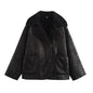 Women's Retro Style Woolen Lapel Loose Fur Tops