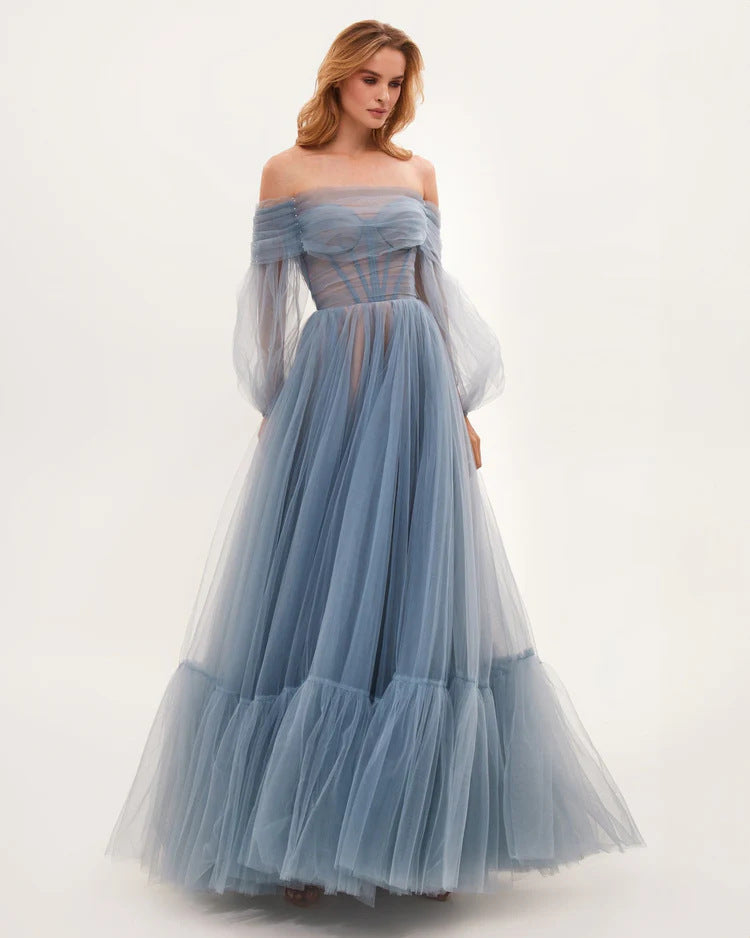 Women's Mesh Long Sleeve Dress Large Swing Dresses