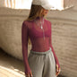Women's Sexy Hot Mesh Long Sleeve Slim Fit Slimming Blouses