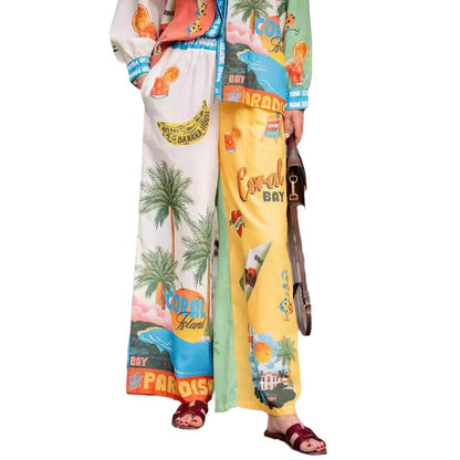 Fashion Personalized Printed Linen Color Matching Suits