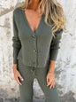 Set Long Sleeve Breasted Knitted Tether Sweaters