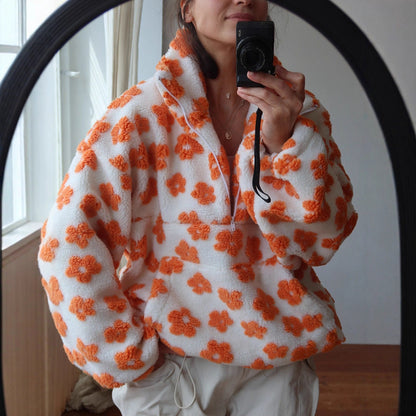 Women's Polar Fleece Flower Fashion Warm Fur Sweaters