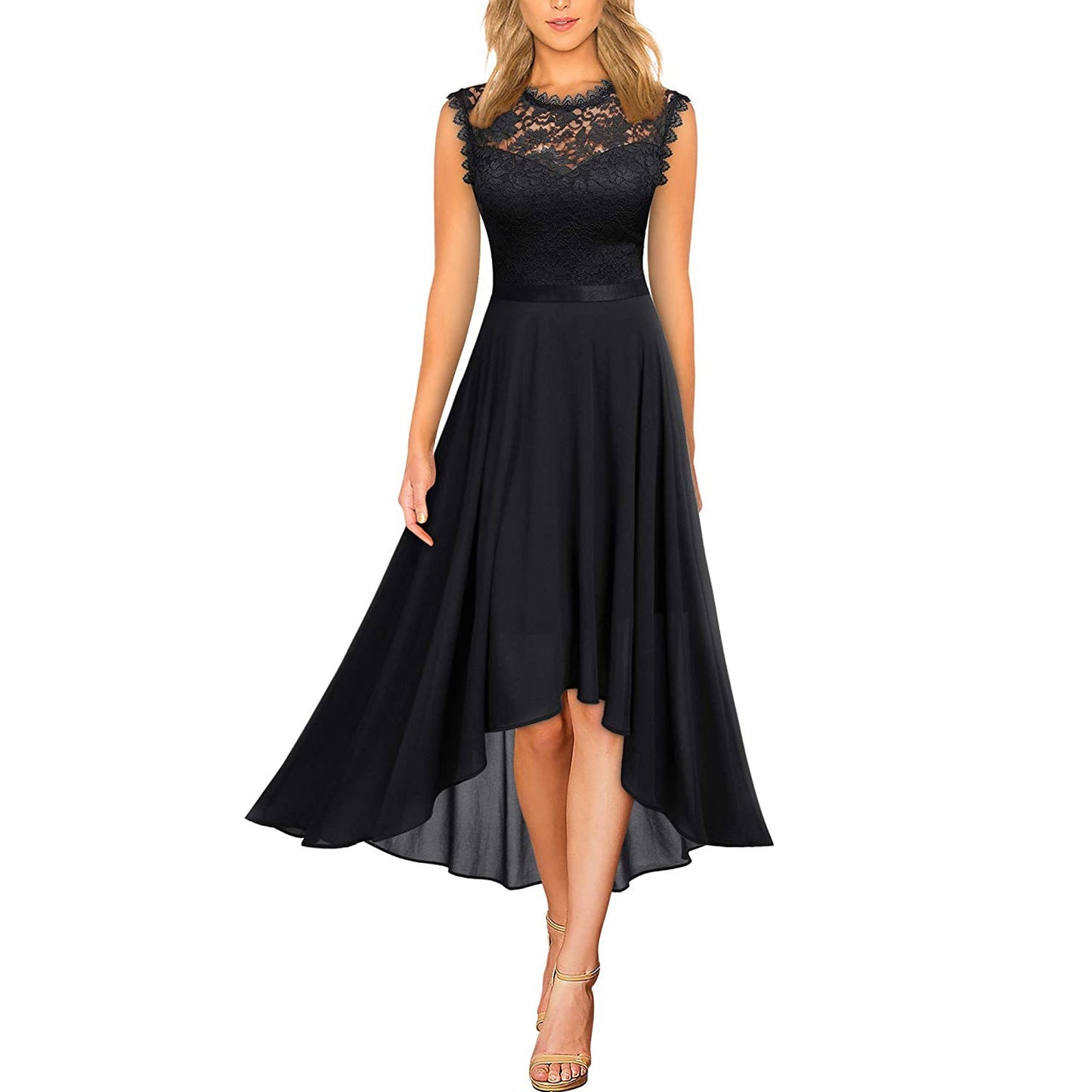 Versatile Cinched Chiffon Dress Dinner Lace Dresses