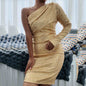 Women's Dress Diagonal Collar Fashionable Sequins Nightclub Dresses
