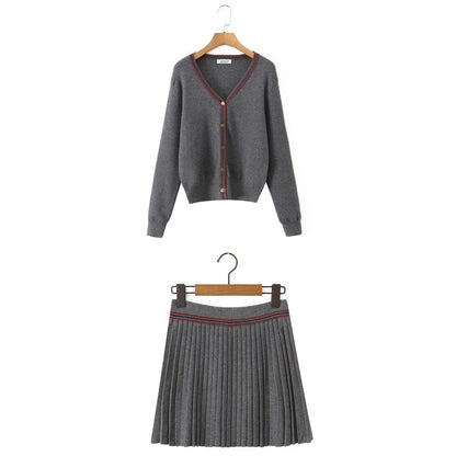 Women's Unique Autumn Long-sleeved Knitted Pleated Suits