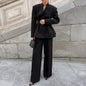 Women's Black High-grade Long-sleeved Pleated Waist Tight Suits