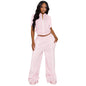 Women's Strap Wrap Breasted Loose Pockets Wide Leg Suits
