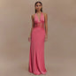 Women's Deep V Backless Lace Sexy Slim Dresses