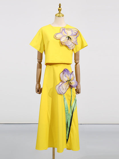 Women's Summer Retro Slim Fit Slimming Beautiful Flower Suits