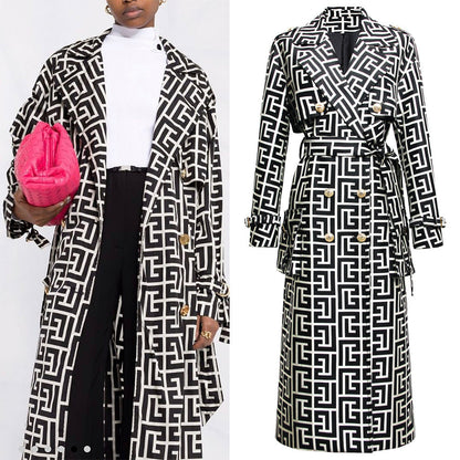 Women's Belt Hepburn Style Temperament Commute Mid-length Coats