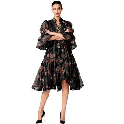 Women's Retro Sexy Lace Stitching Dress Irregular Dresses