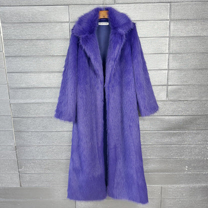 Women's Imitation Plush Furry Fur Extended Collar Coats