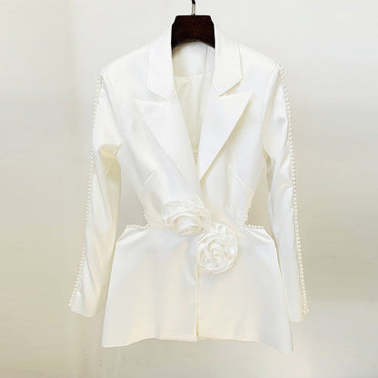 Early Spring Fashion Beaded Three-dimensional Flower Pearl Suits