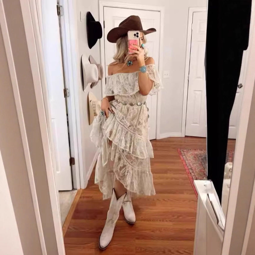 Women's Lace Dress White Beach Tube Sexy Dresses