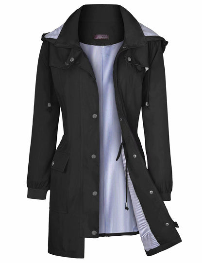 Women's Raincoat Waterproof Windbreaker Striped Mountaineering Outdoor Coats