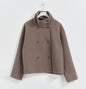 Women's Elegant Stand Collar Button Long-sleeved Woolen Coats
