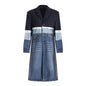Women's Design Denim Windbreaker Color Contrast Patchwork Coats