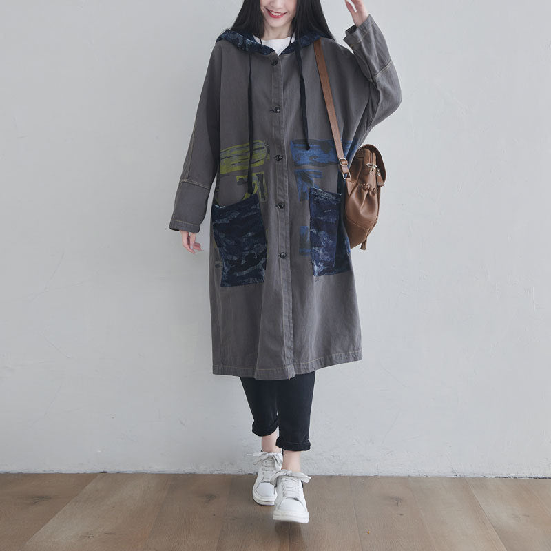Looking Washed-out Anorak Personalized Batwing Sleeve Coats