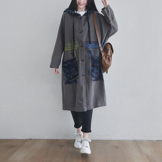 Looking Washed-out Anorak Personalized Batwing Sleeve Coats