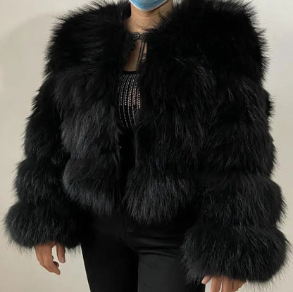 Women's Beautiful Winter Fur Imitation Stitching Coats