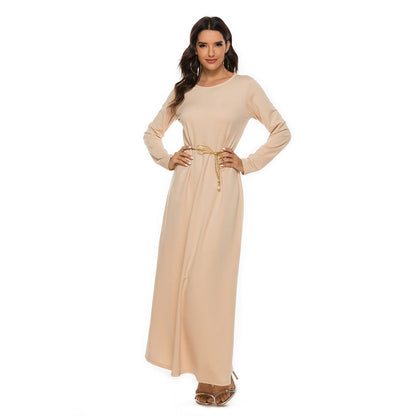 Muslim Basic Style Long Sleeve Inner Dresses