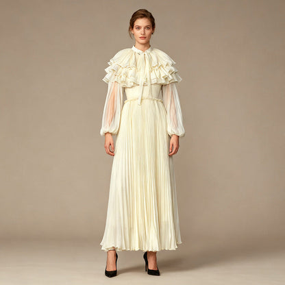 Women's Led Lantern Sleeve Dress Waist Solid Dresses