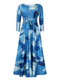 Women's Fashion Elegant Tied Printed African Mid-length Dresses