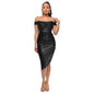 Women's French Style Pleated Sequined Split Elegant Dresses