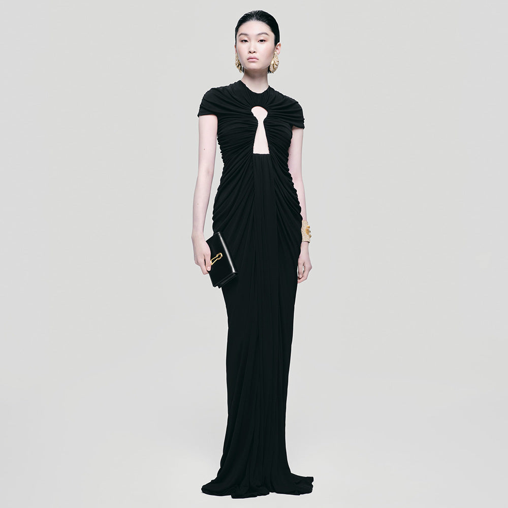 Women's Black Dress Mesh Hollow Dinner Vintage Dresses