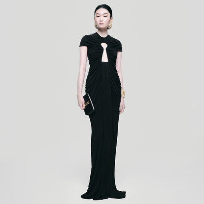 Women's Black Dress Mesh Hollow Dinner Vintage Dresses