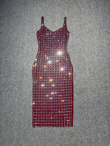 Women's Color Rhinestone Backless Light Luxury Minority Banquet Birthday Sexy Dresses