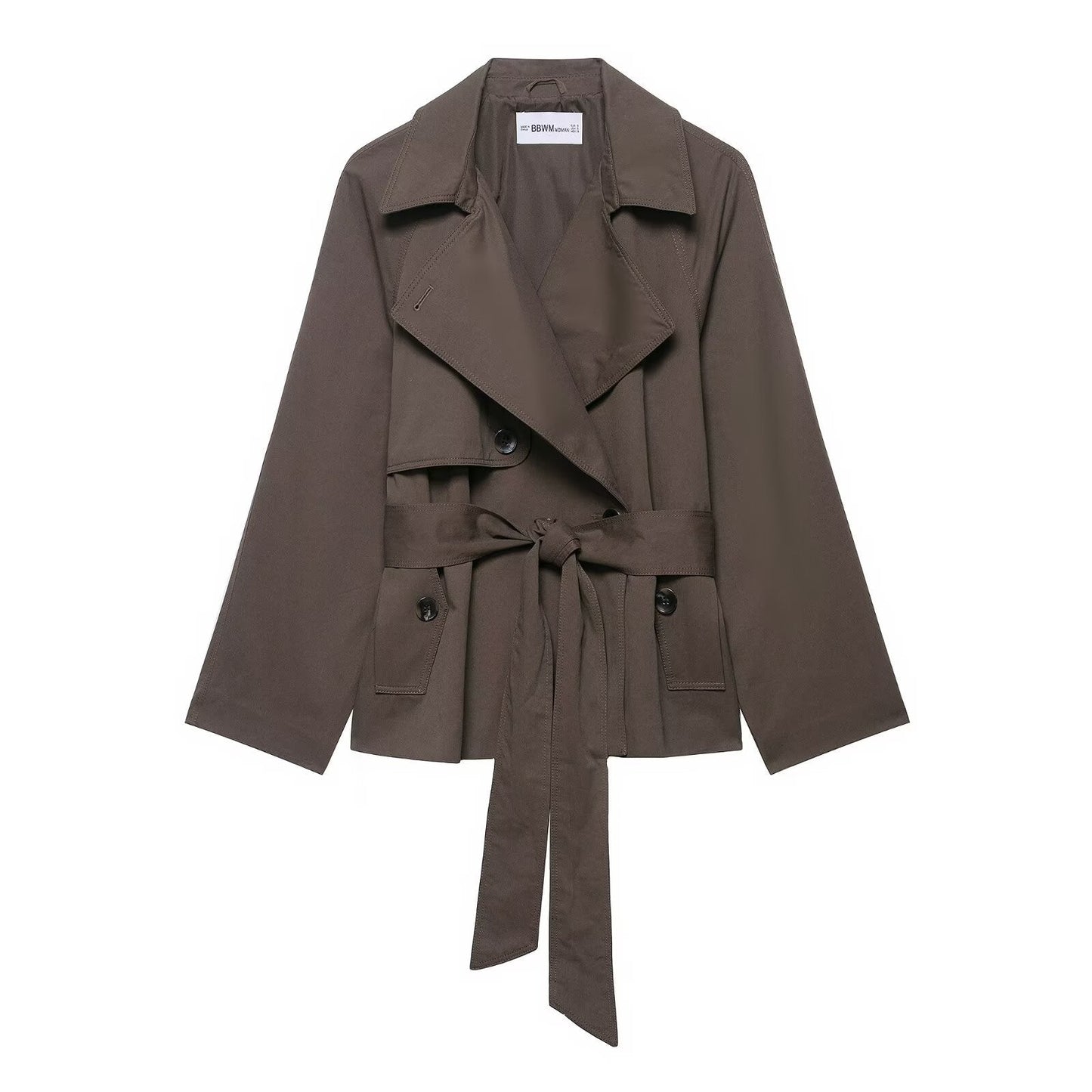 Women's Fashion Long Sleeve Waist Trimming Trench Coats