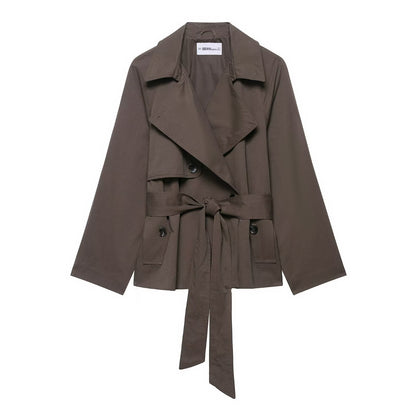 Women's Fashion Long Sleeve Waist Trimming Trench Coats
