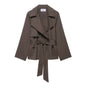 Women's Fashion Long Sleeve Waist Trimming Trench Coats