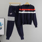 Women's Striped Puppy Waffle Waist Trimming Knitted Suits