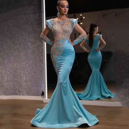 Women's Fishtail Dress Banquet Long Alluvial Gold Series Slimming Wedding Dresses