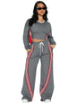 Women's Fashion Casual Long Sleeve Side Striped Suits