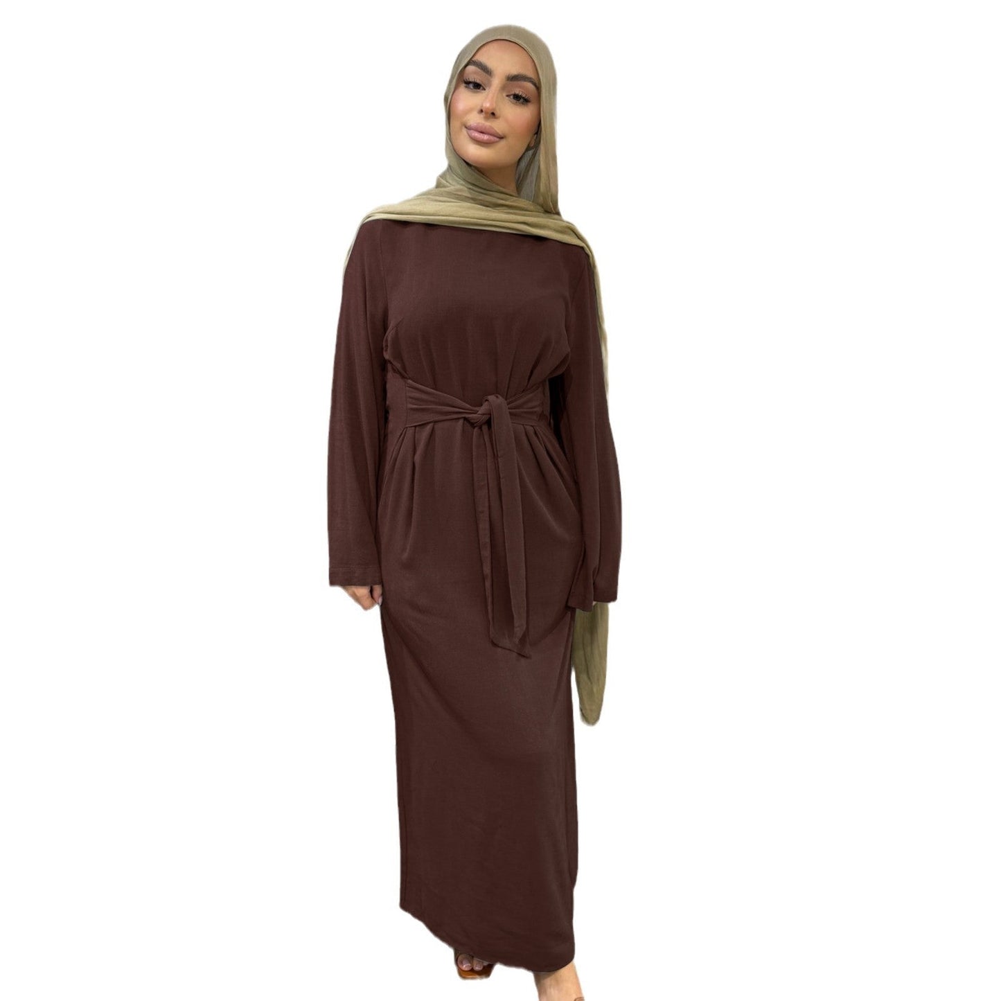 Popular Fashion Cotton Linen Robe Dress Dresses