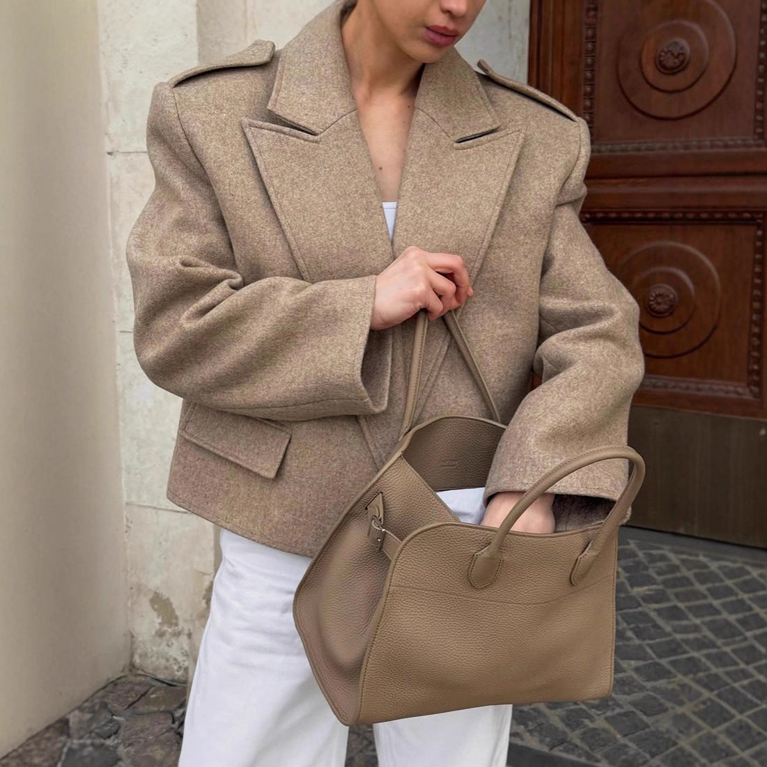 Women's Commuter Workplace Gray Autumn Design Woolen Coats