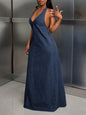 Women's Casual Denim Hanging Collar Dress Dresses