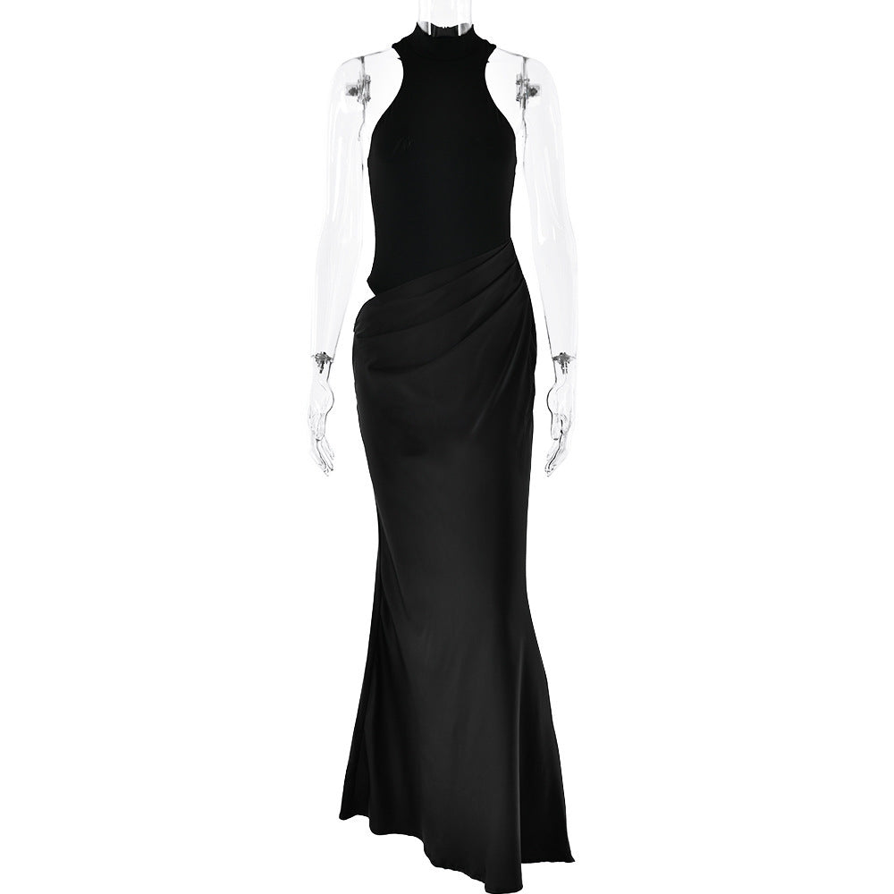 Women's Neck Sleeveless Stitching Dress Sexy Hot Dresses