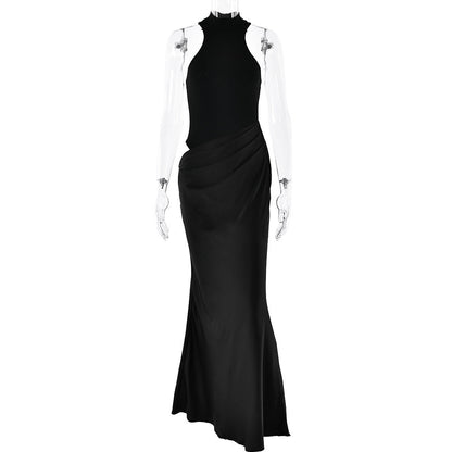 Women's Neck Sleeveless Stitching Dress Sexy Hot Dresses