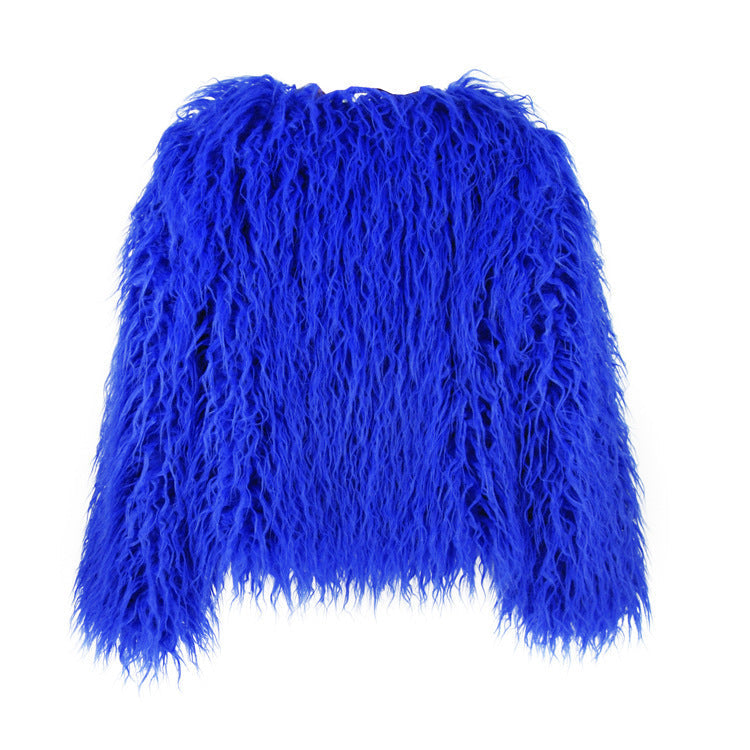 Women's Imitation Crew Neck Korean Style Solid Color Coats