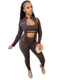 Women's Fashion Wear Zipper Thumb Hole Long-sleeved Suits