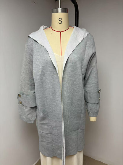 Women's Spring Casual Contrast Color Hooded Coats