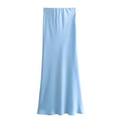 Women's Summer French Fashion Silk Satin Texture Skirts