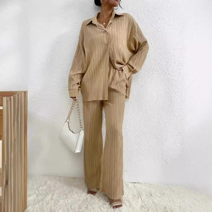 Women's Autumn Shirt Collar Loose Casual Suits