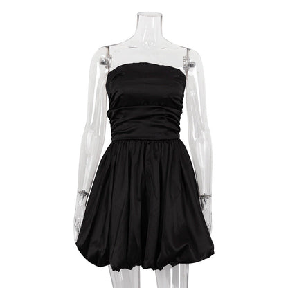 Sweet Style Tube White Satin Dress French Dresses