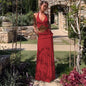 Women's Winter Fresh Pure Desire Deep V Pleated Irregular Flounce Suits