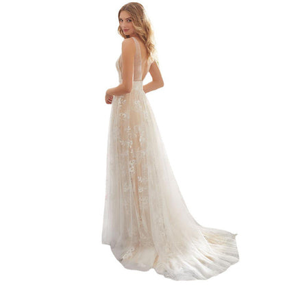 Fashion Dress Sexy Collar Sleeveless Lace Wedding Dresses